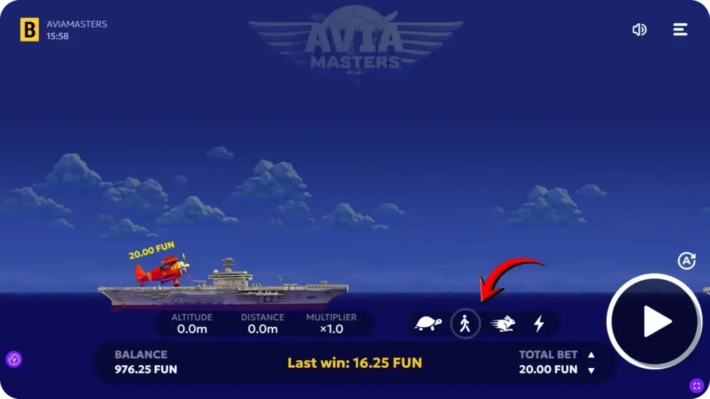Aviamasters speed modes selector highlighted in the game UI