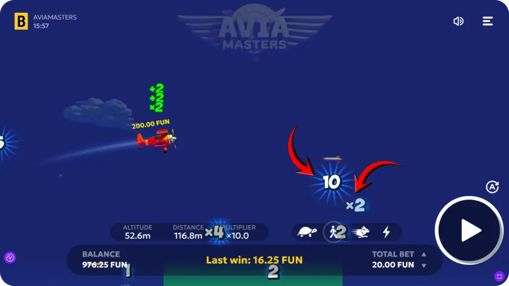 Aviamasters multipliers highlighted on the flight path