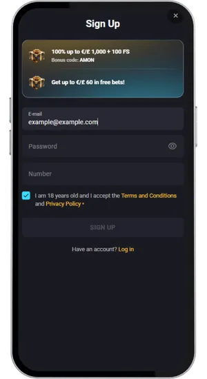 Online casino sign-up form followed by a GBP deposit screen with identity verification steps completed