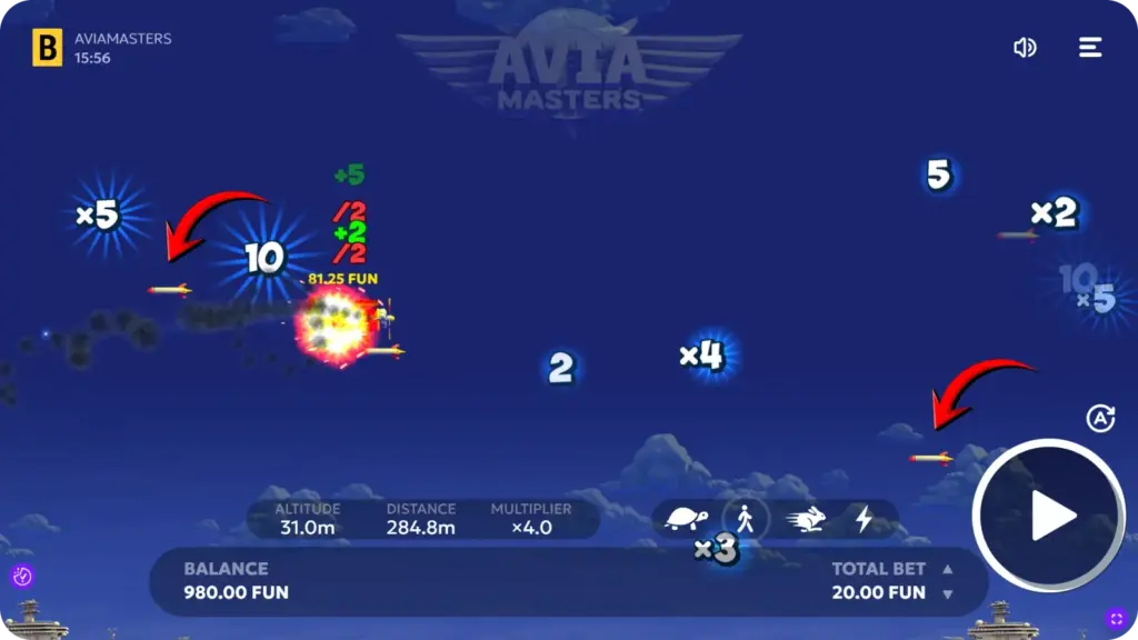 Aviamasters rockets highlighted on the flight path